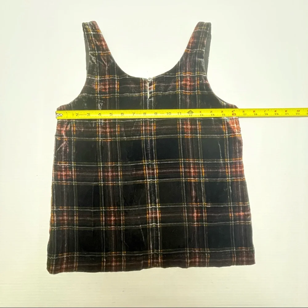 NWT J. Crew Stewart Tartan Velvet Plaid Tank Top Black Red Sz 0
